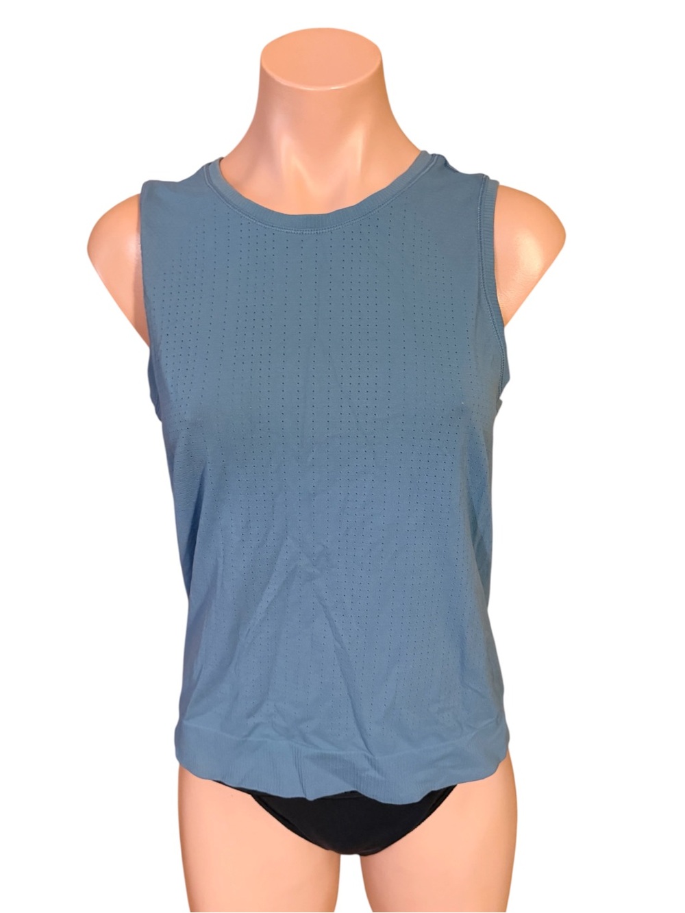 Womens Small Blue Mesh Ventilated Sleeveless Activewear Workout Tank Top Shirt